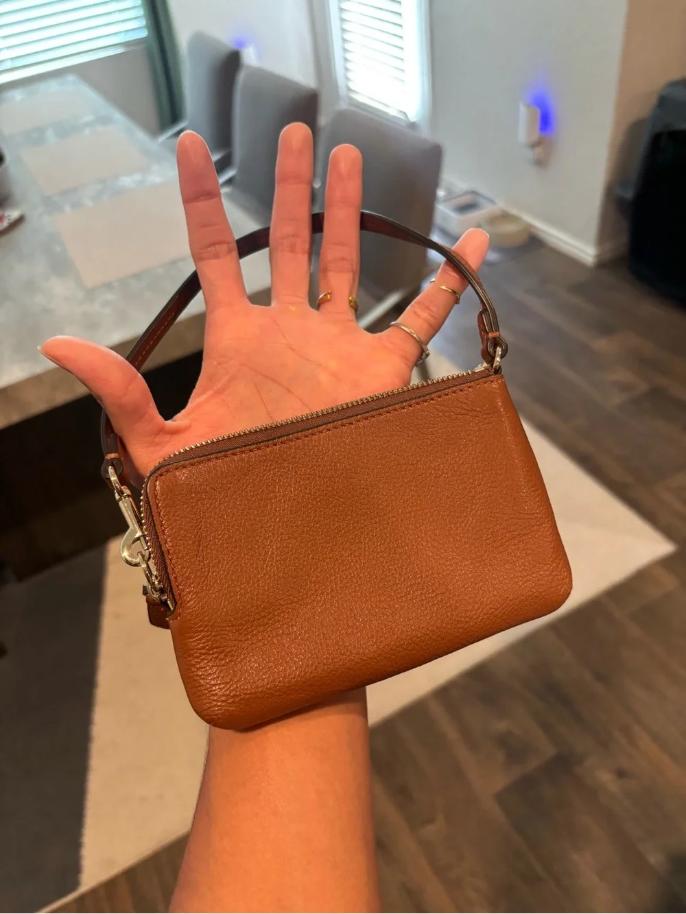 Coach Leather Wristlet Brown Leather Pebbled Wallet - Picture 2 of 5